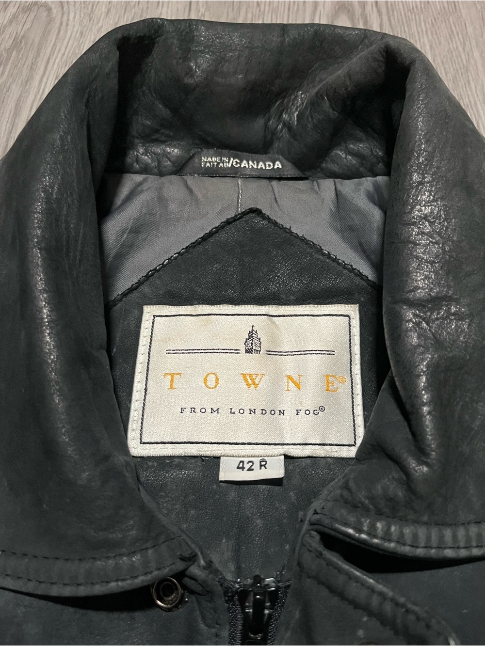 Vintage 90s London fog Towne leather bomber full zip button jacket large  - Picture 2 of 10